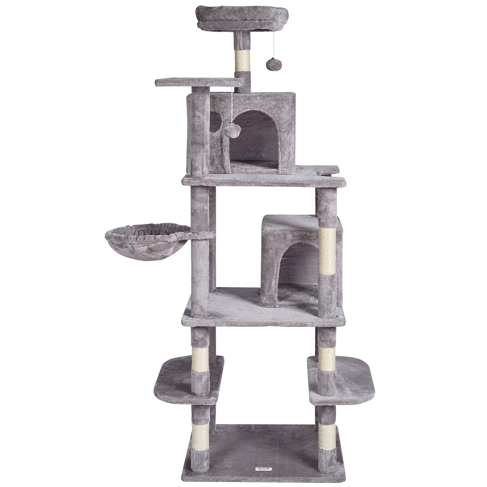 Cat Tree 174 cm Cat Tower with Cat Condos Sisal Scratching Post Light Grey V952-DXSMS8C2FQH03S5QHV0