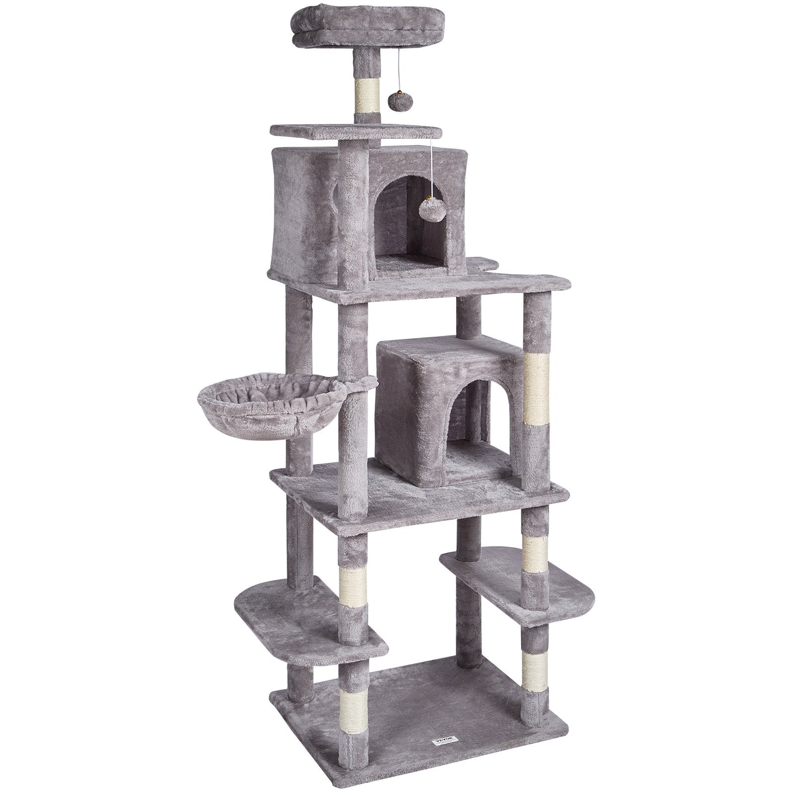 Cat Tree 174 cm Cat Tower with Cat Condos Sisal Scratching Post Light Grey V952-DXSMS8C2FQH03S5QHV0