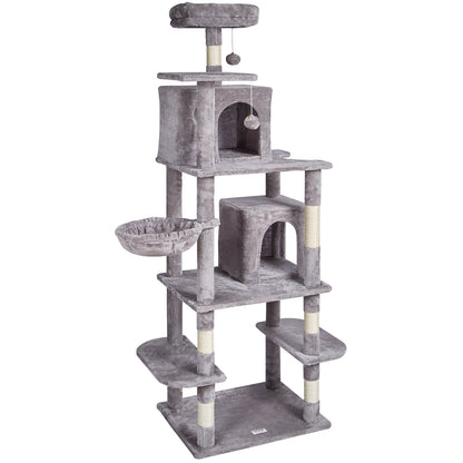 Cat Tree 174 cm Cat Tower with Cat Condos Sisal Scratching Post Light Grey V952-DXSMS8C2FQH03S5QHV0