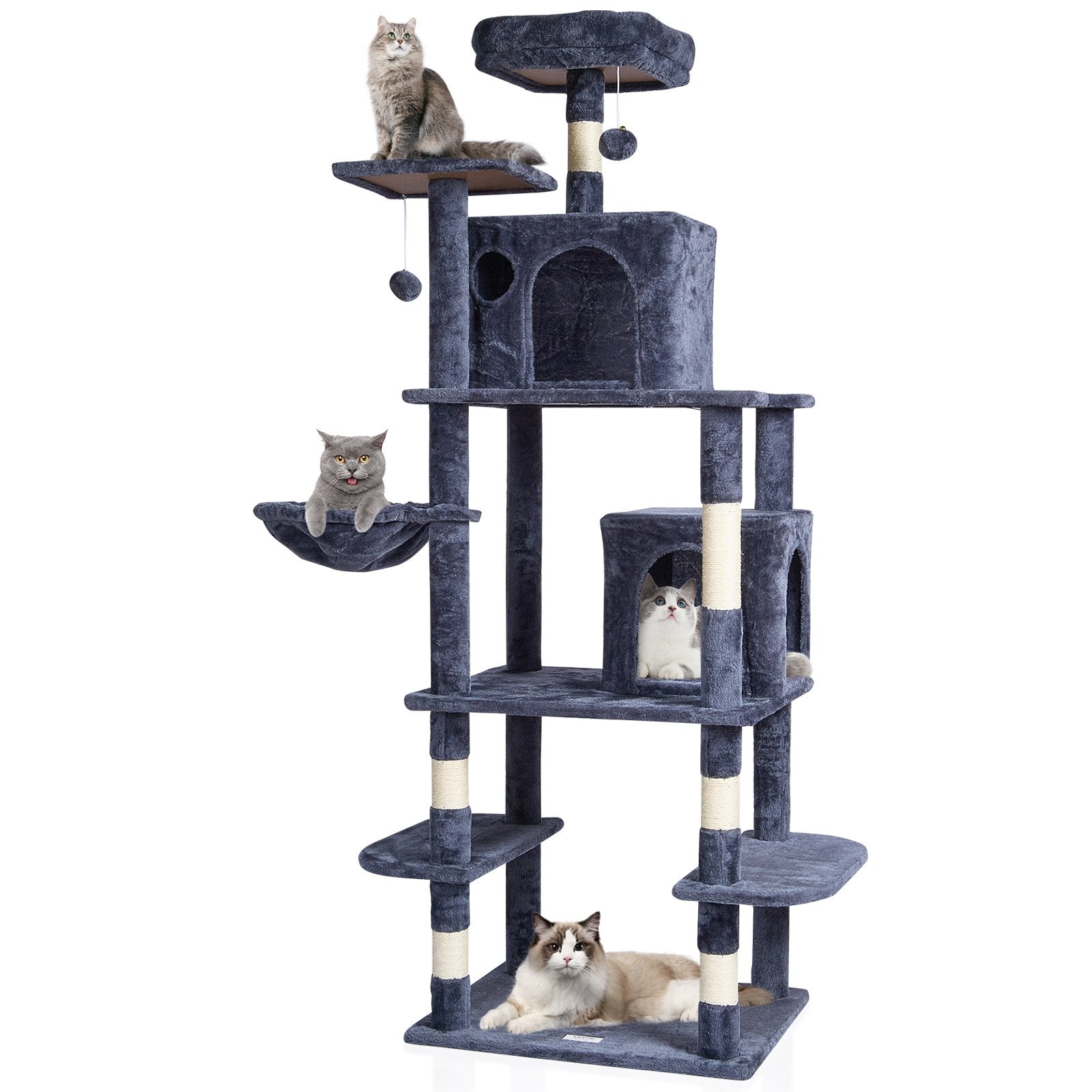 Cat Tree 174 cm Cat Tower with Cat Condos Sisal Scratching Post Dark Grey V952-DXSMS8C2FSH0S4J5KV0