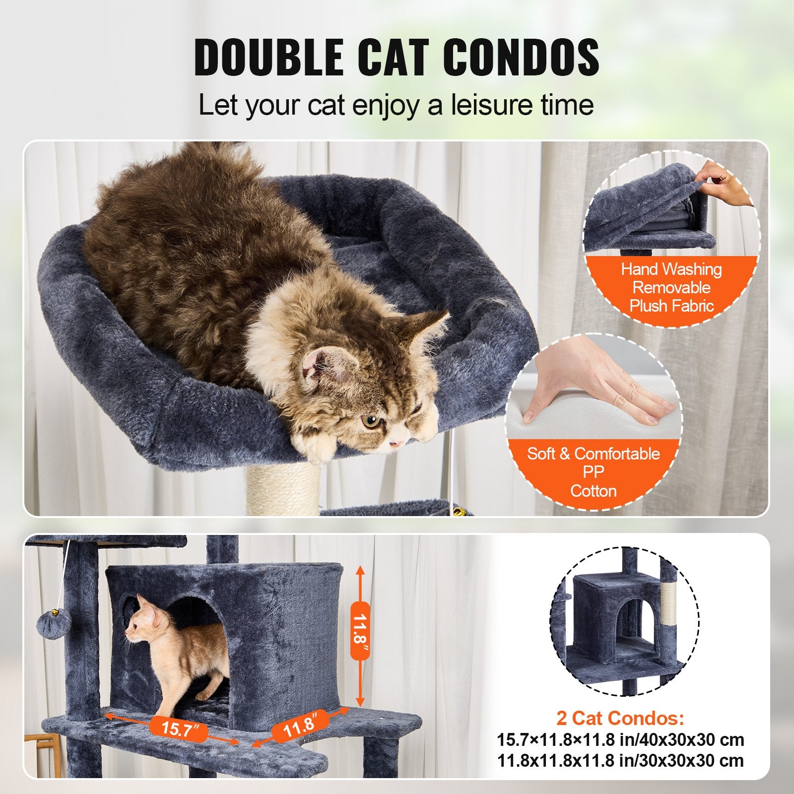 Cat Tree 174 cm Cat Tower with Cat Condos Sisal Scratching Post Dark Grey V952-DXSMS8C2FSH0S4J5KV0