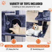 Cat Tree 174 cm Cat Tower with Cat Condos Sisal Scratching Post Dark Grey V952-DXSMS8C2FSH0S4J5KV0