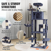 Cat Tree 174 cm Cat Tower with Cat Condos Sisal Scratching Post Dark Grey V952-DXSMS8C2FSH0S4J5KV0