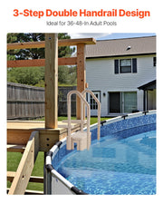 3-Step Taupe Robust Pool Ladder of 2 Handrails for 914.4-1219.2 mm Pools V952-DXYCTLTSFSSLFPJ4ZV0