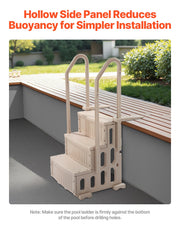 3-Step Taupe Robust Pool Ladder of 2 Handrails for 914.4-1219.2 mm Pools V952-DXYCTLTSFSSLFPJ4ZV0