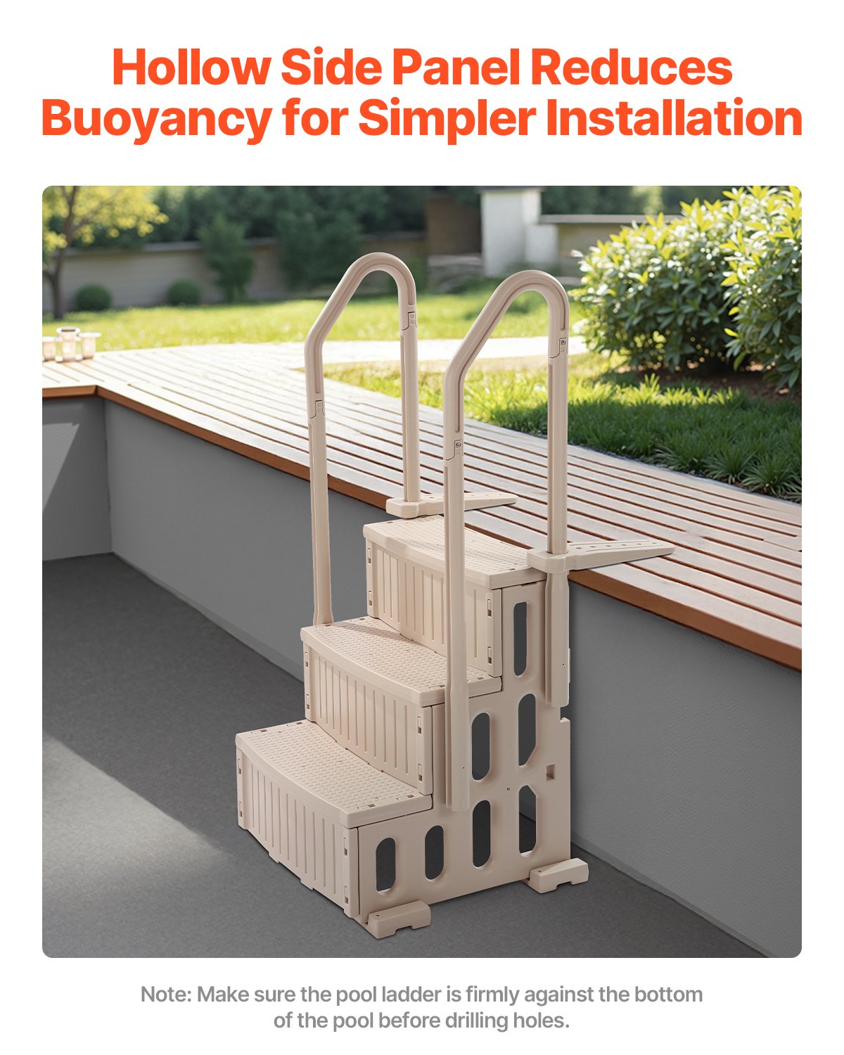 3-Step Taupe Robust Pool Ladder of 2 Handrails for 914.4-1219.2 mm Pools V952-DXYCTLTSFSSLFPJ4ZV0