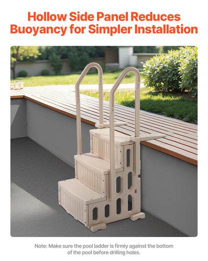 3-Step Taupe Robust Pool Ladder of 2 Handrails for 914.4-1219.2 mm Pools V952-DXYCTLTSFSSLFPJ4ZV0
