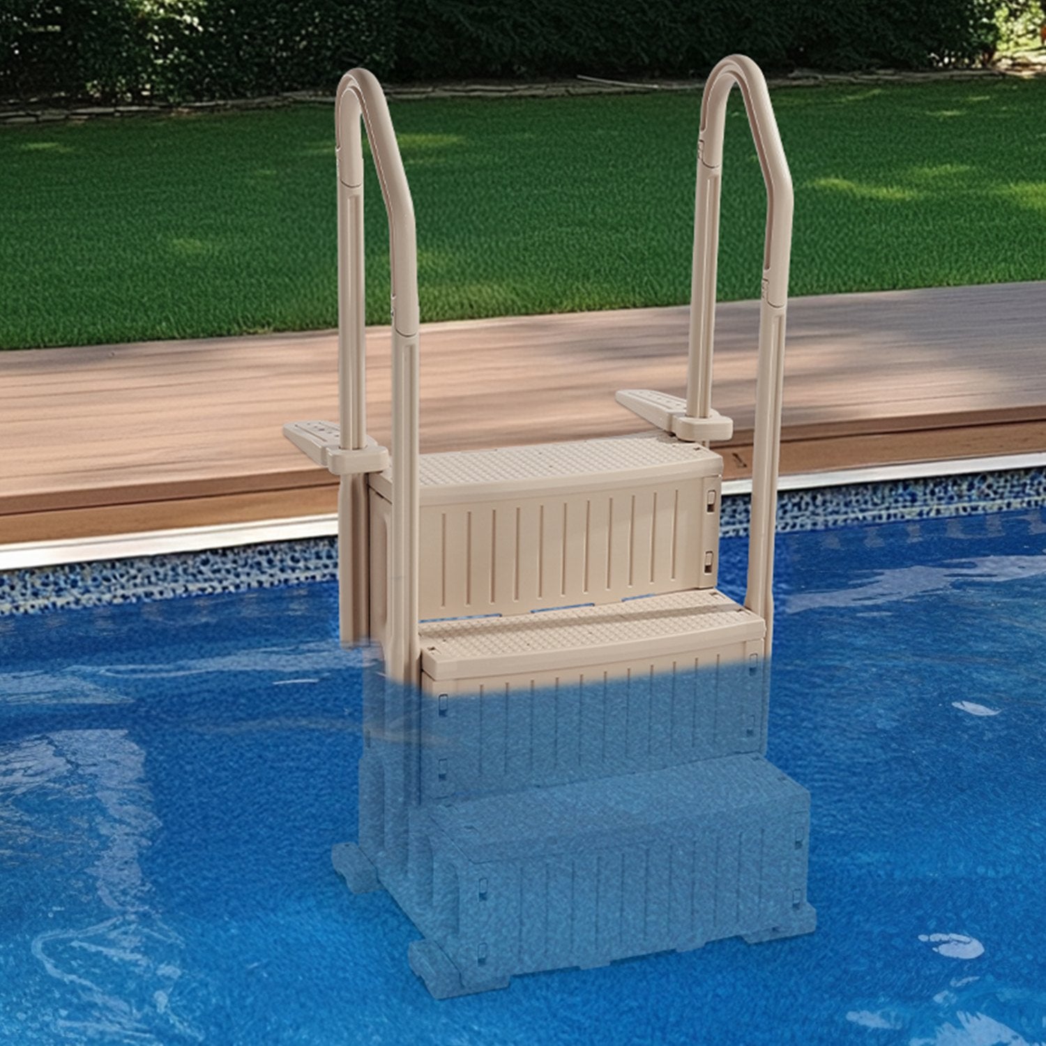 3-Step Taupe Robust Pool Ladder of 2 Handrails for 914.4-1219.2 mm Pools V952-DXYCTLTSFSSLFPJ4ZV0