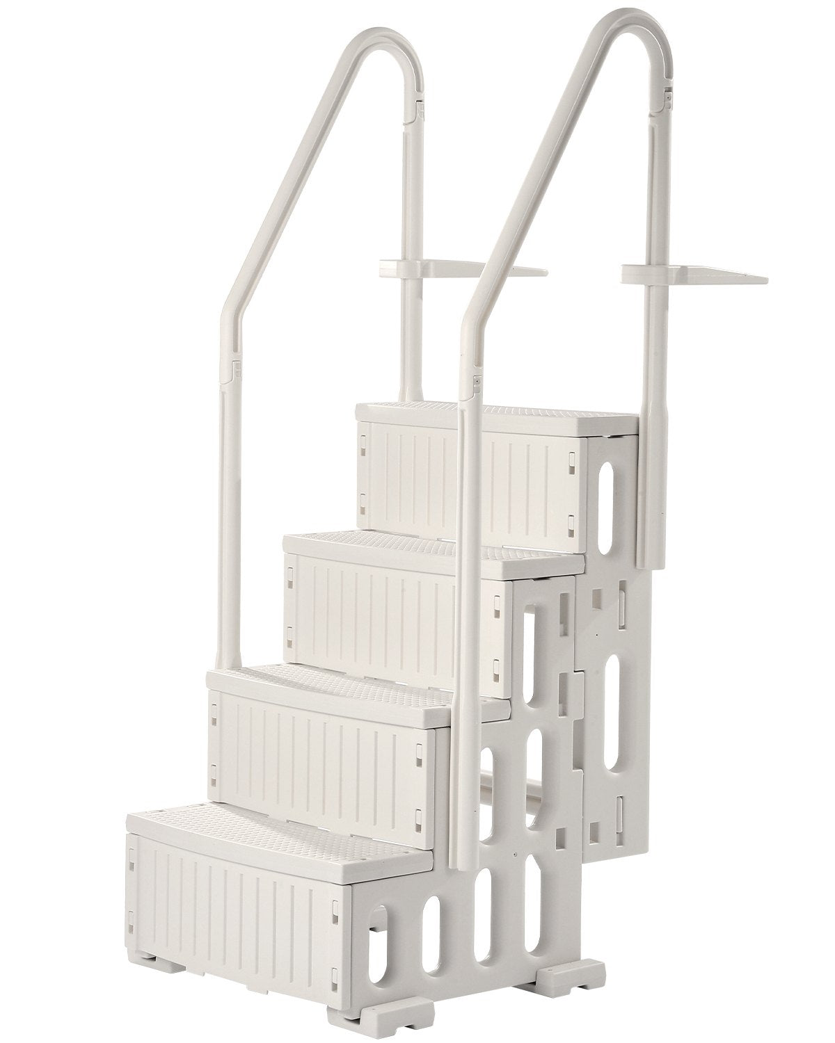 4-Step White Robust Pool Ladder of 2 Handrails for 1219.2-1371.6 mm Pools V952-DXYCTLTSFSSLMT8OVV0