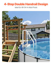 4-Step White Robust Pool Ladder of 2 Handrails for 1219.2-1371.6 mm Pools V952-DXYCTLTSFSSLMT8OVV0