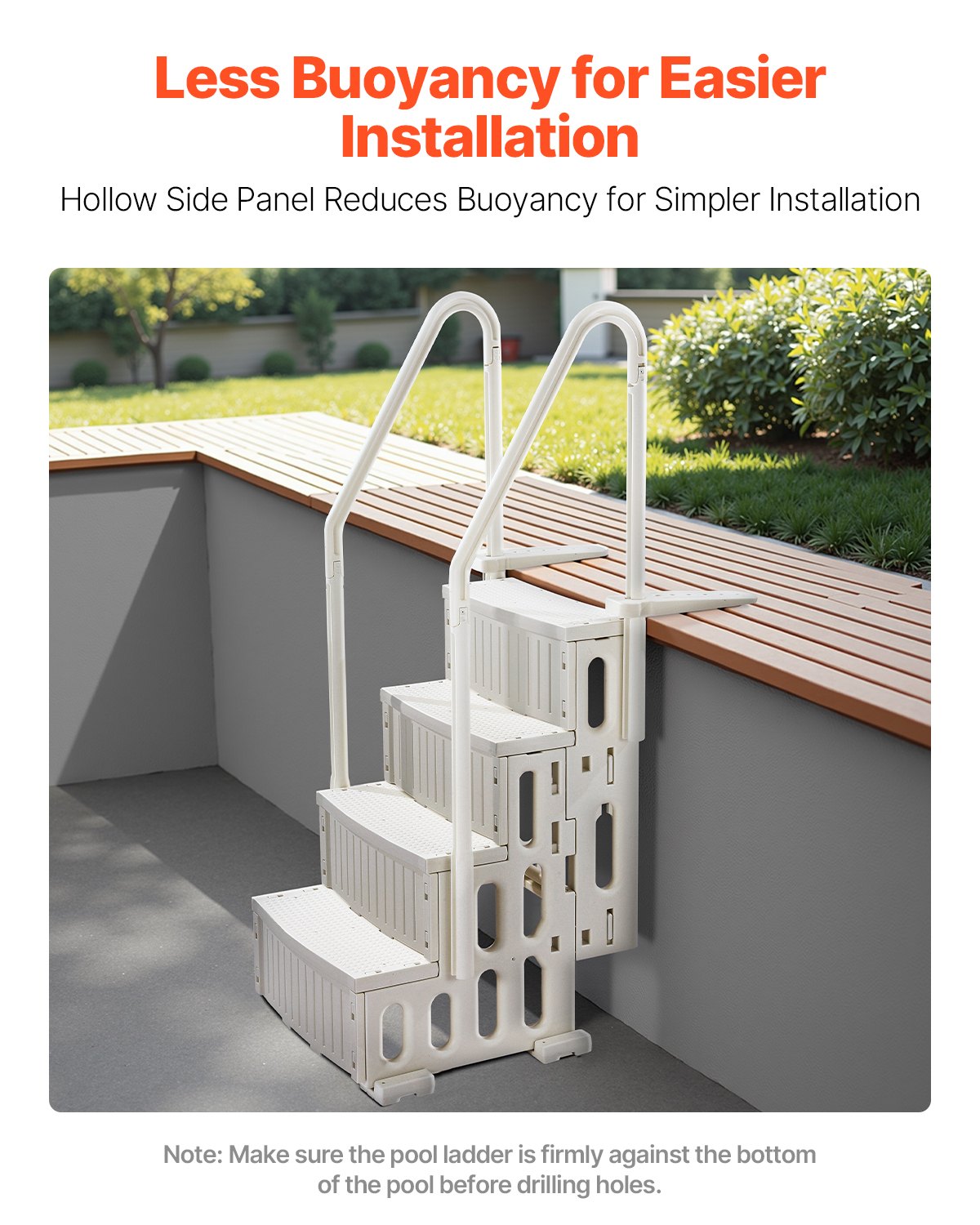 4-Step White Robust Pool Ladder of 2 Handrails for 1219.2-1371.6 mm Pools V952-DXYCTLTSFSSLMT8OVV0