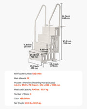 4-Step White Robust Pool Ladder of 2 Handrails for 1219.2-1371.6 mm Pools V952-DXYCTLTSFSSLMT8OVV0