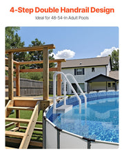 4-Step Grey Robust Pool Ladder of 2 Handrails for 1219.2-1371.6 mm Pools V952-DXYCTLTSFSSLS1J0IV0