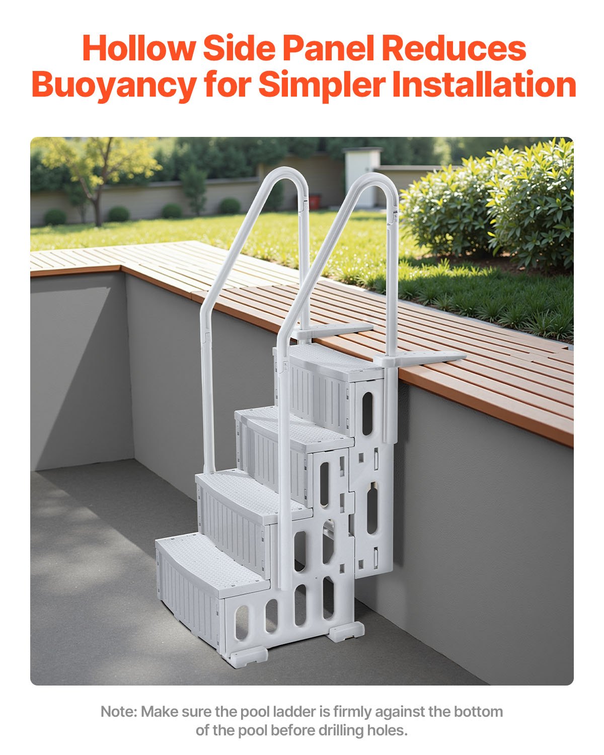 4-Step Grey Robust Pool Ladder of 2 Handrails for 1219.2-1371.6 mm Pools V952-DXYCTLTSFSSLS1J0IV0