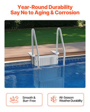 4-Step Grey Robust Pool Ladder of 2 Handrails for 1219.2-1371.6 mm Pools V952-DXYCTLTSFSSLS1J0IV0