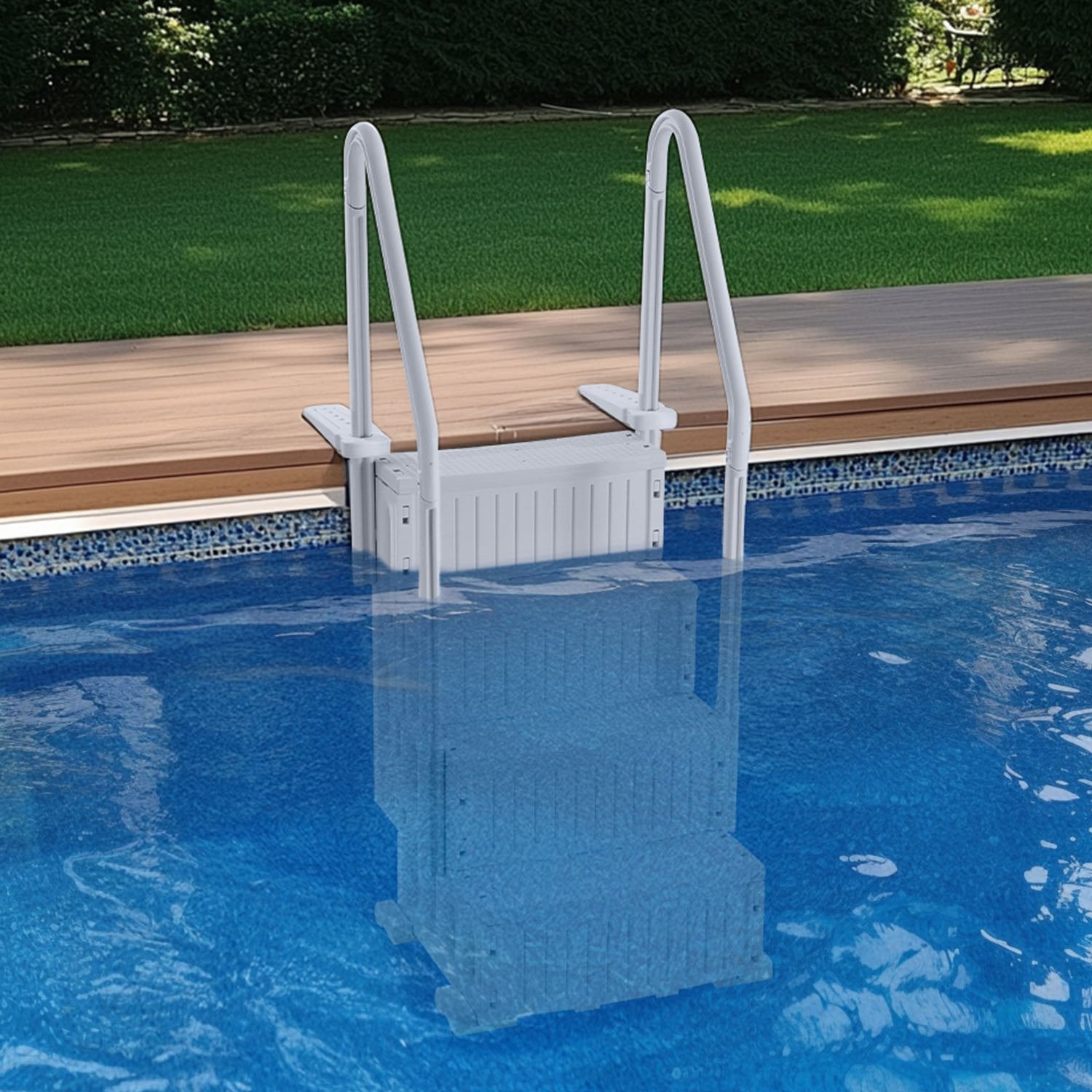 4-Step Grey Robust Pool Ladder of 2 Handrails for 1219.2-1371.6 mm Pools V952-DXYCTLTSFSSLS1J0IV0