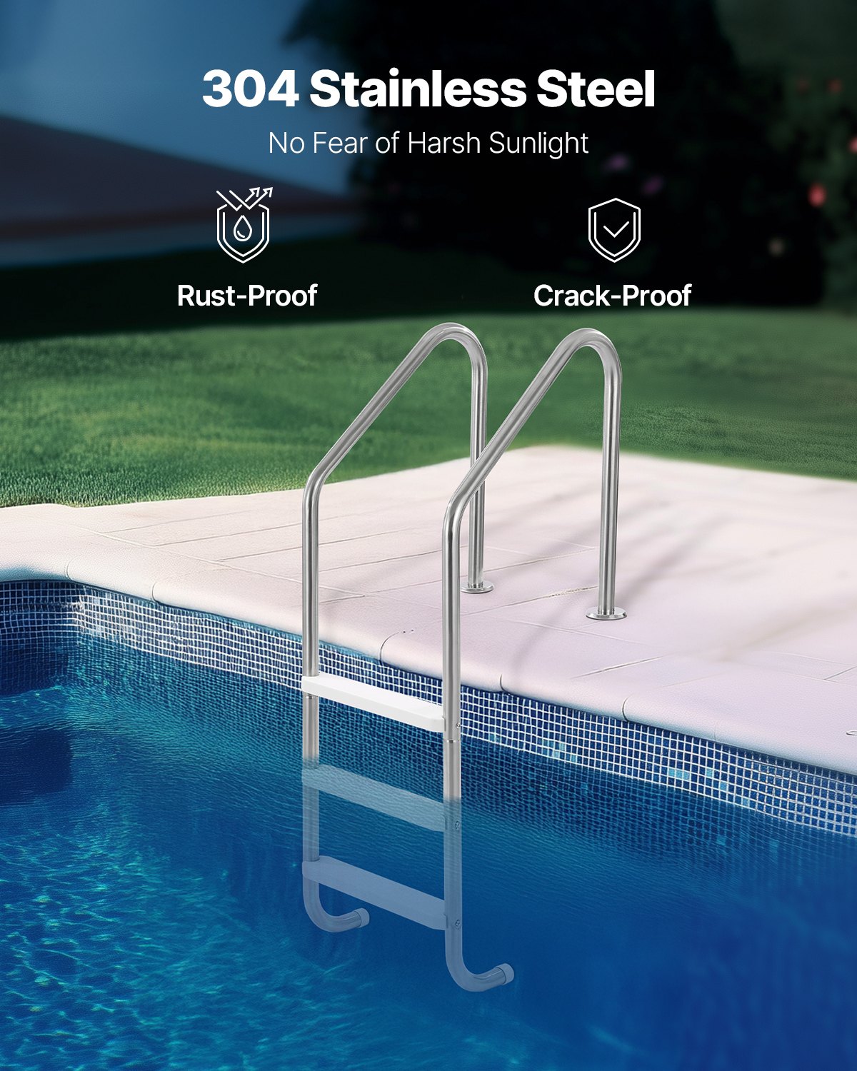 Stainless Steel Pool Ladder 3-Step & 2 Handrails for 1219.2-1371.6 mm Pool V952-DXYCTTBGGBXGDF75YV0