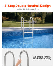 4-Step Stainless Steel Pool Ladder of 2 Handrail for 1371.6 mm Decked Pool V952-DXYCTTBGGBXGT35OAV0