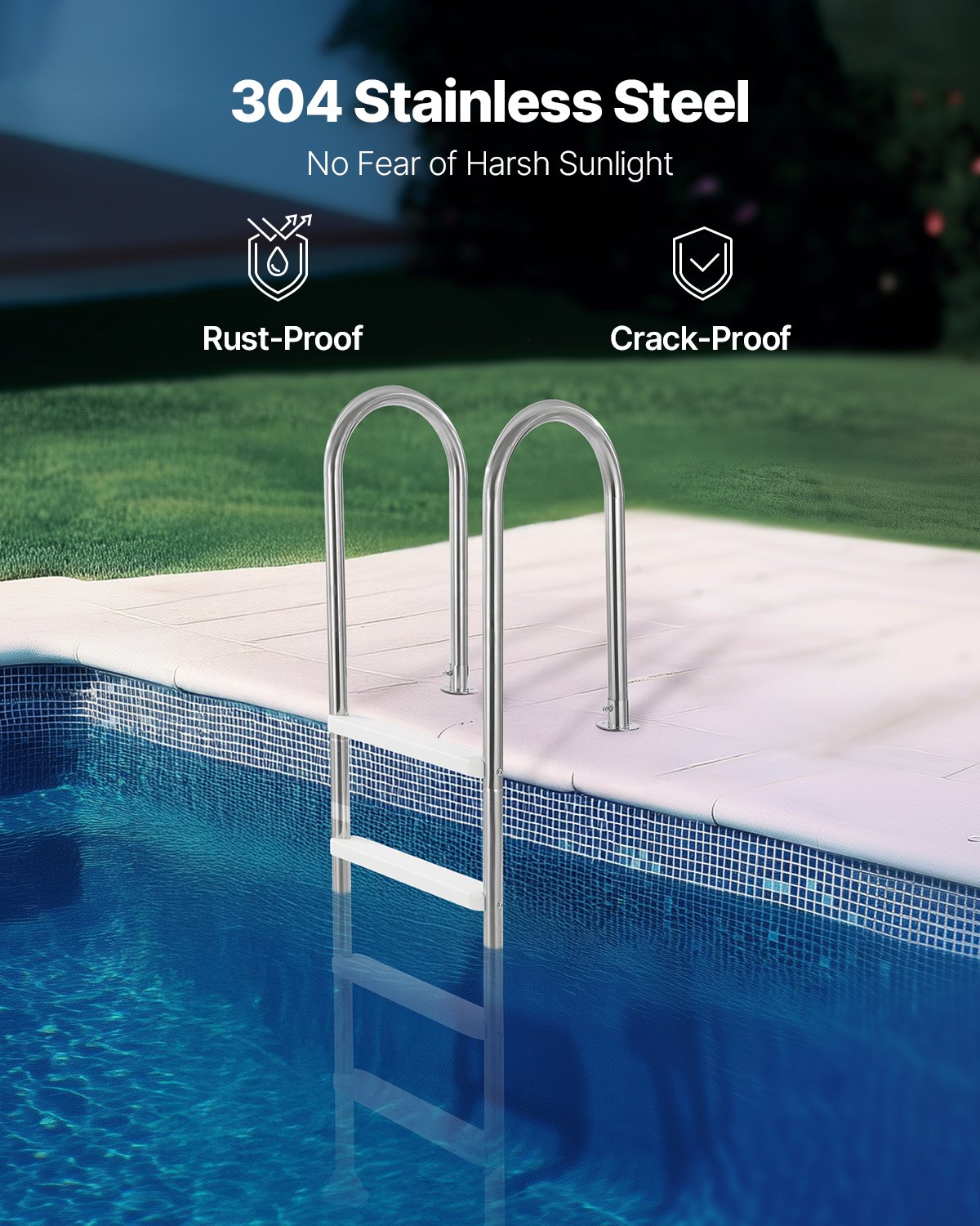 4-Step Stainless Steel Pool Ladder of 2 Handrail for 1371.6 mm Decked Pool V952-DXYCTTBGGBXGT35OAV0