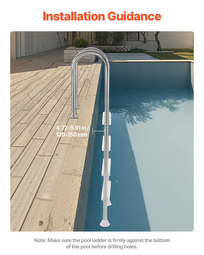 4-Step Stainless Steel Pool Ladder of 2 Handrail for 1371.6 mm Decked Pool V952-DXYCTTBGGBXGT35OAV0