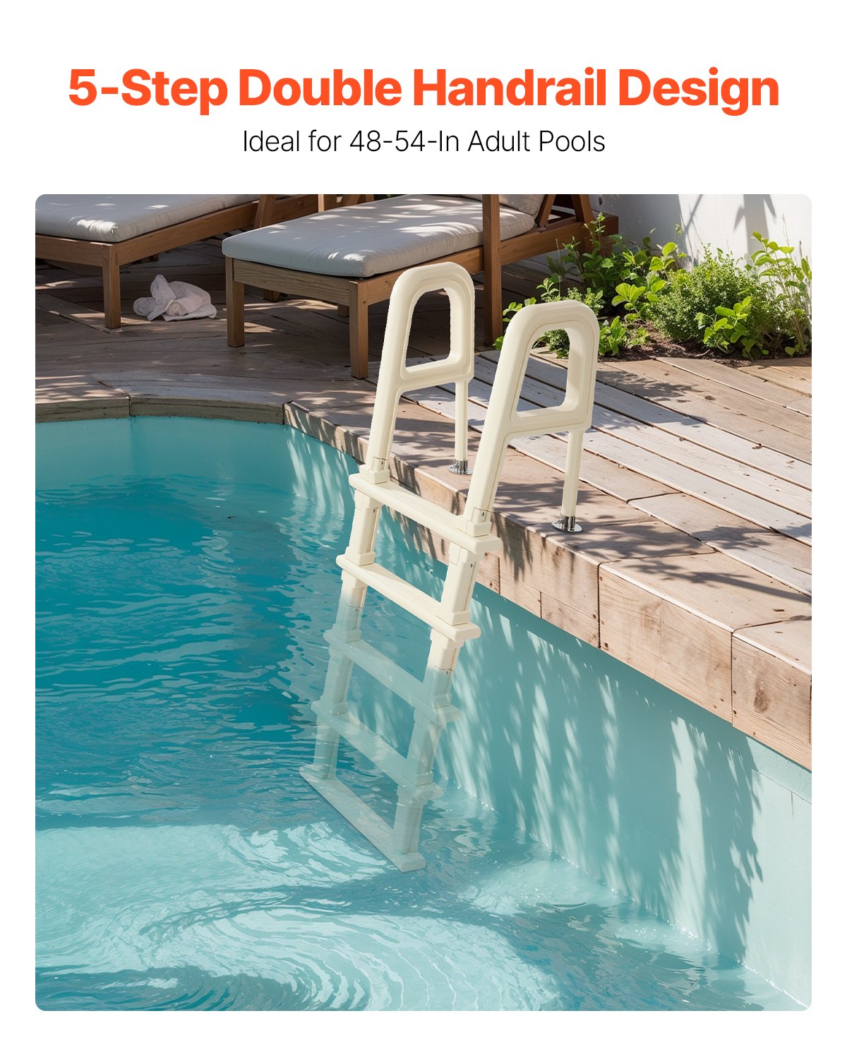 5-Step Inclined Robust Pool Ladder of 2 Handrails for 1219.2-1371.6mm Pool V952-DXYCTTBGGSLBDVP4TV0
