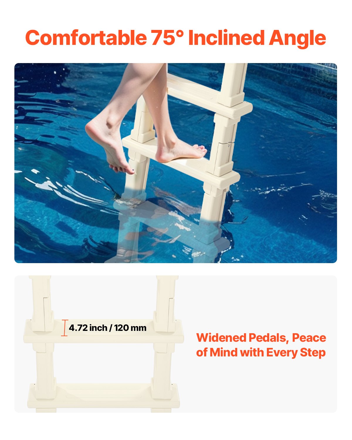 5-Step Inclined Robust Pool Ladder of 2 Handrails for 1219.2-1371.6mm Pool V952-DXYCTTBGGSLBDVP4TV0