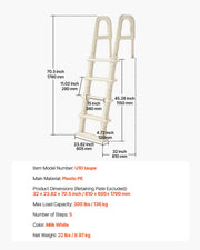 5-Step Inclined Robust Pool Ladder of 2 Handrails for 1219.2-1371.6mm Pool V952-DXYCTTBGGSLBDVP4TV0