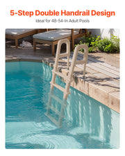 5-Step Inclined Robust Pool Ladder of 2 Handrails for 1219.2-1371.6mm Pool V952-DXYCTTBGGSLHJ6UMVV0