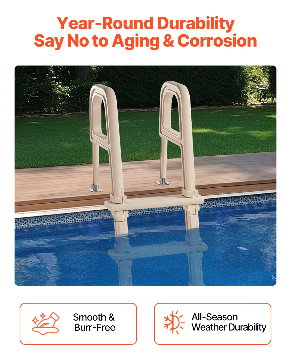 5-Step Inclined Robust Pool Ladder of 2 Handrails for 1219.2-1371.6mm Pool V952-DXYCTTBGGSLHJ6UMVV0
