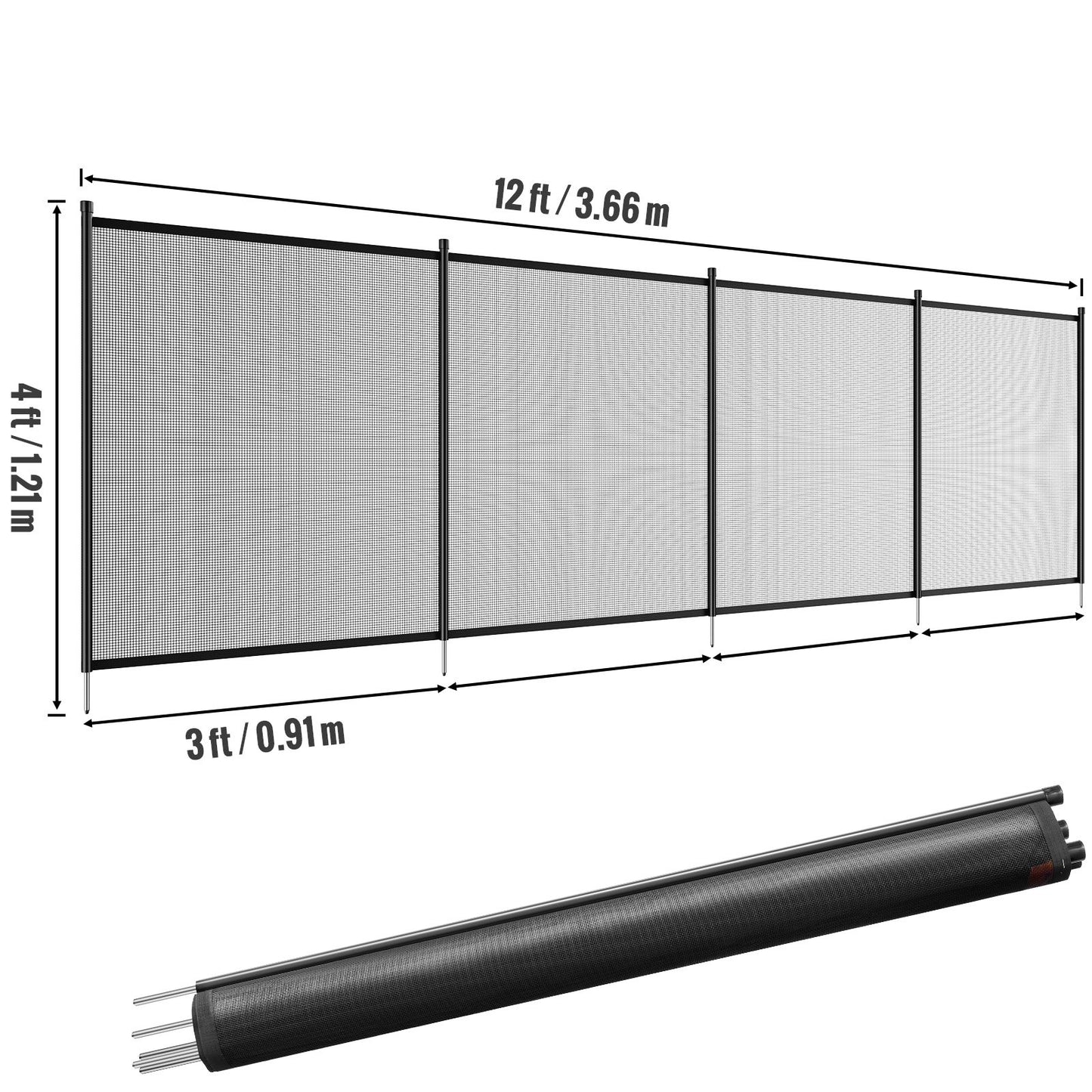Pool Fence, 4 x 12 FT Pool Fences for Inground Pools, Removable Child Safety Pool Fencing, Easy DIY V952-DXYCWL412FTH374E1V0