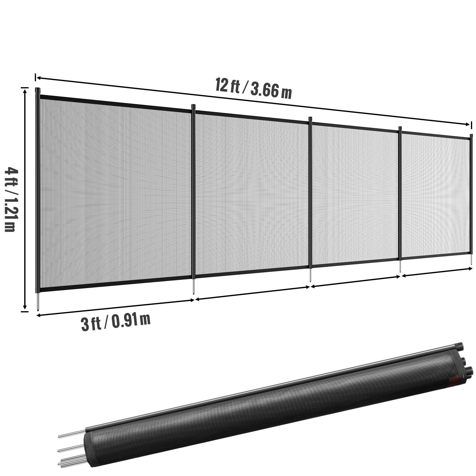 Pool Fence, 4 x 12 FT Pool Fences for Inground Pools, Removable Child Safety Pool Fencing, Easy DIY V952-DXYCWL412FTH374E1V0