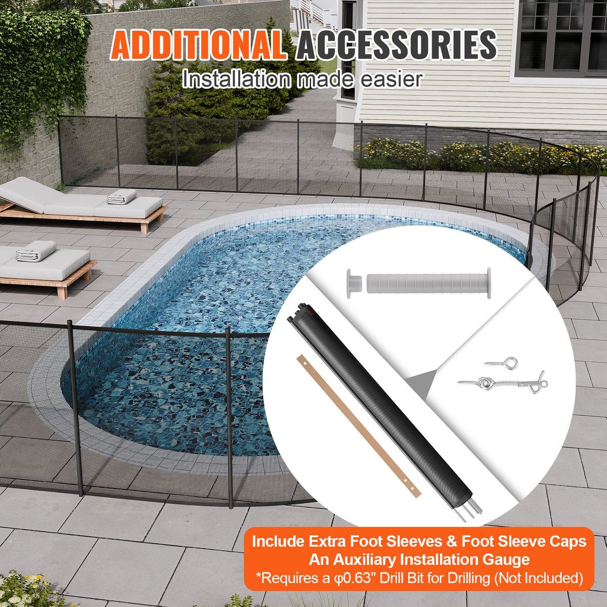 Pool Fence, 4 x 12 FT Pool Fences for Inground Pools, Removable Child Safety Pool Fencing, Easy DIY V952-DXYCWL412FTH374E1V0