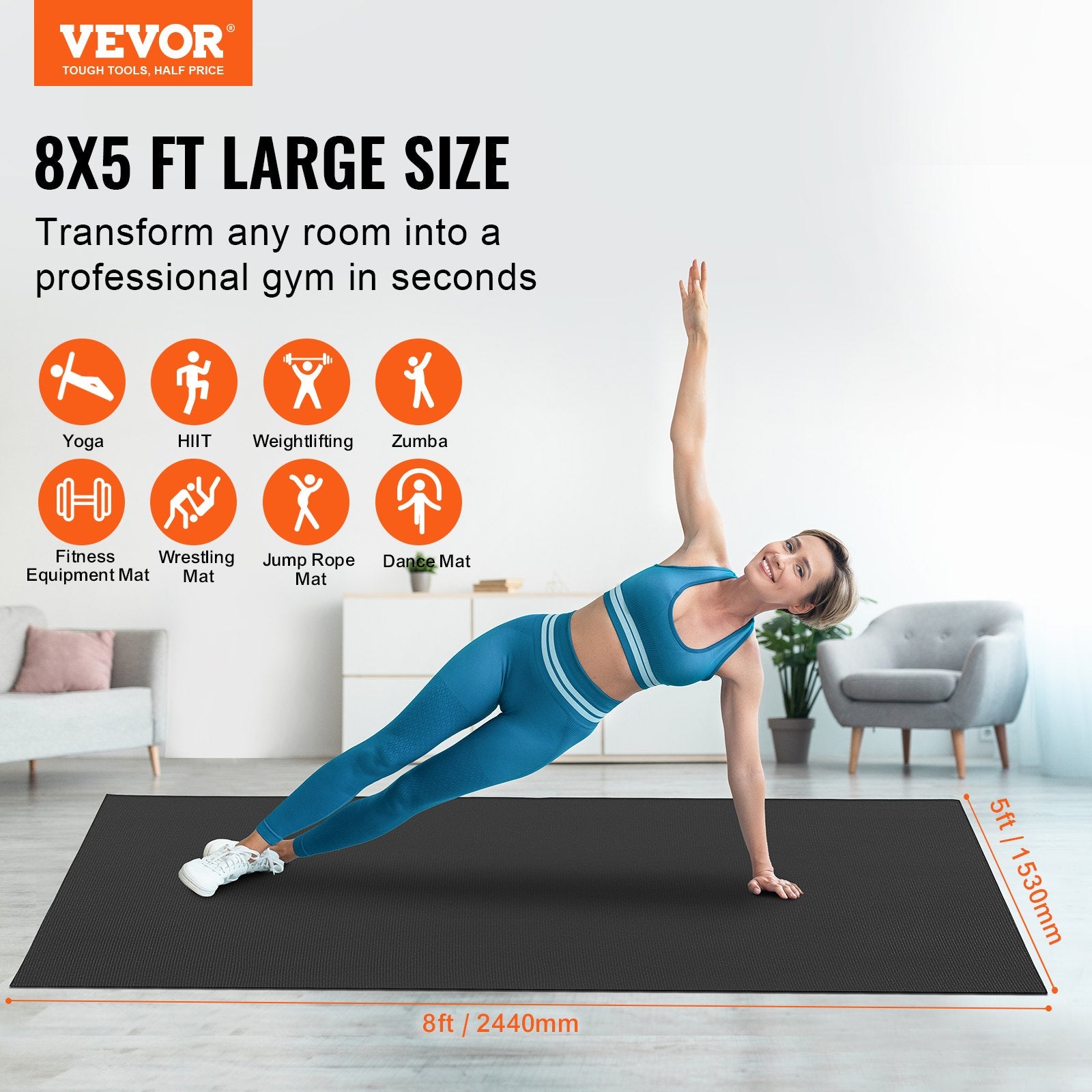 Exercise Mat, Non Slip High Density Premium Yoga Mat, Exercise Yoga Mat for Men & Women, Fitness & Exercise V952-DXYJD5YC8YC0VKN62V0
