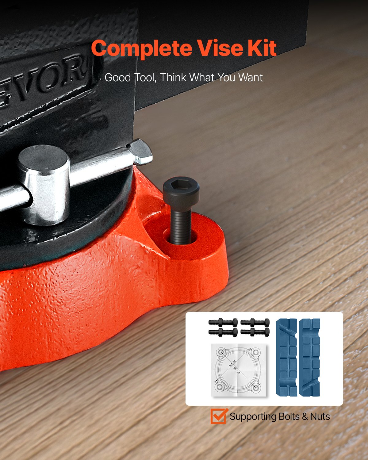 Bench Vise, 140 mm Jaw Width, 140 mm Max Jaw Opening Multipurpose Vise with 360 degrees Swivel Locking Base, V952-DXZSDGNTQ55IFO0S7V0