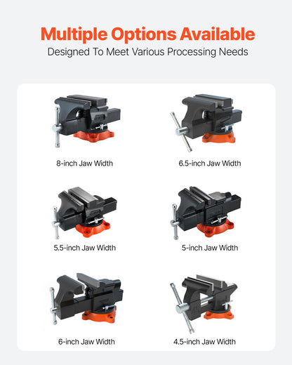 Bench Vise, 140 mm Jaw Width, 140 mm Max Jaw Opening Multipurpose Vise with 360 degrees Swivel Locking Base, V952-DXZSDGNTQ55IFO0S7V0