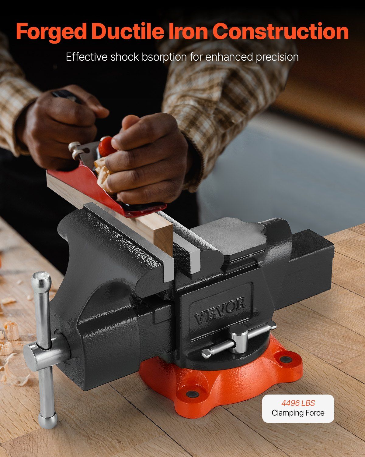 Bench Vise, 127 mm Jaw Width, 125 mm Max Jaw Opening Multipurpose Vise with 360 degrees Swivel Locking Base, V952-DXZSDGNTQ5INLZ20LV0