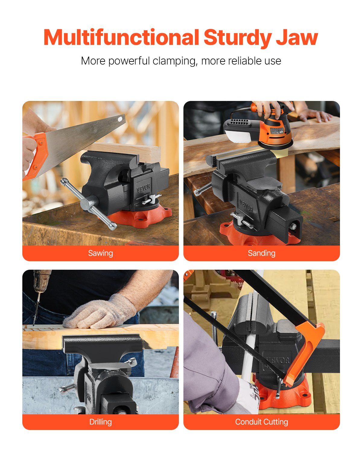 Bench Vise, 127 mm Jaw Width, 125 mm Max Jaw Opening Multipurpose Vise with 360 degrees Swivel Locking Base, V952-DXZSDGNTQ5INLZ20LV0