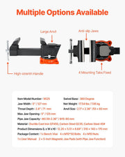 Bench Vise, 127 mm Jaw Width, 125 mm Max Jaw Opening Multipurpose Vise with 360 degrees Swivel Locking Base, V952-DXZSDGNTQ5INLZ20LV0