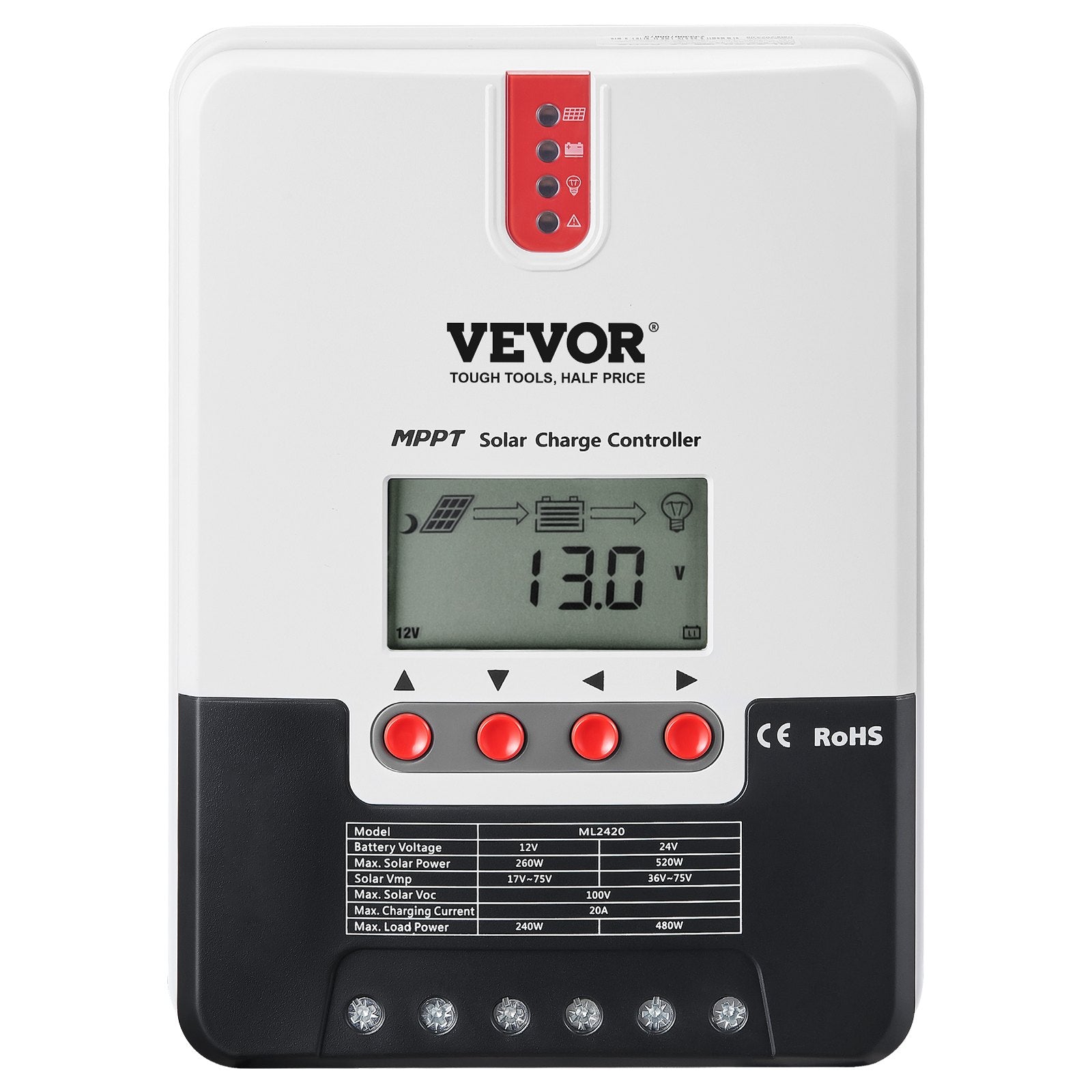 20A MPPT Solar Charge Controller, Auto DC Input, Solar Panel Regulator Charger with LCD Display Temperature V952-DYTYNCDKZQWYXOHN8V9