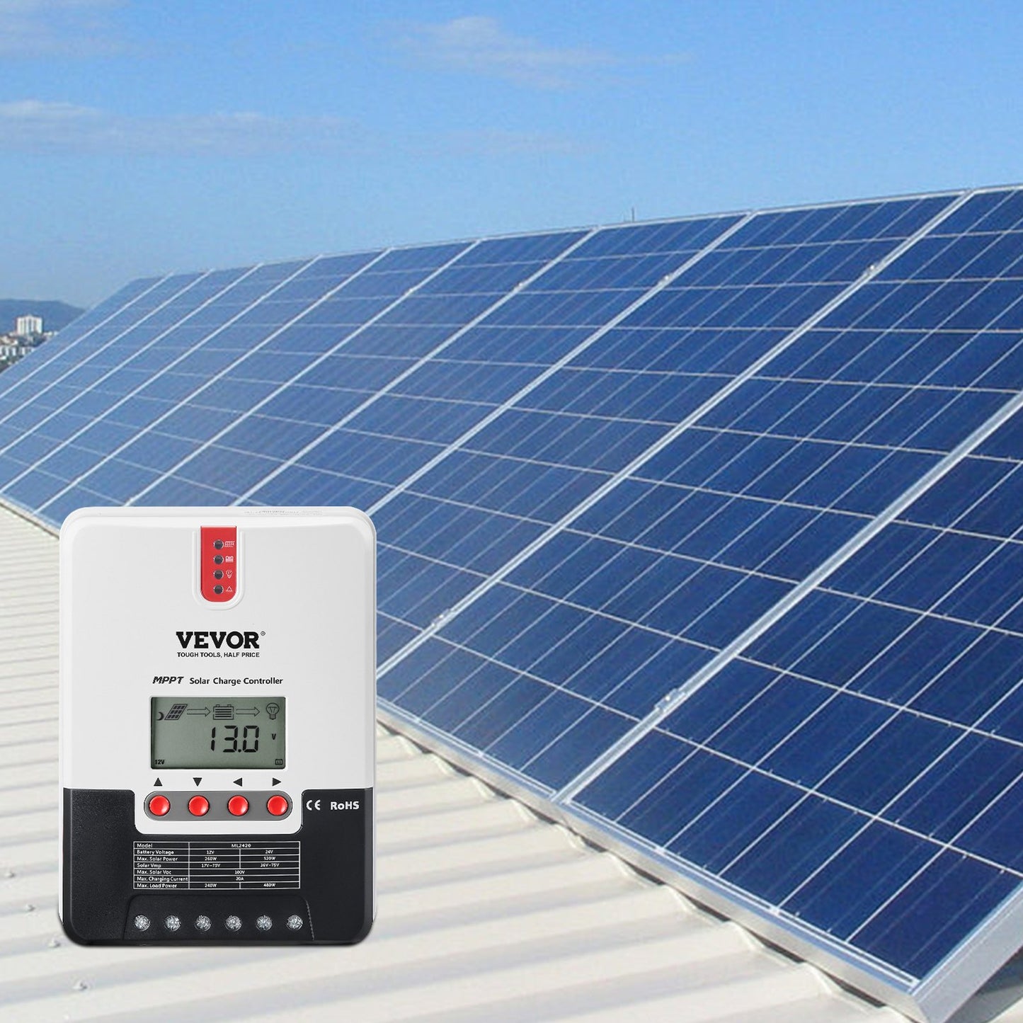 20A MPPT Solar Charge Controller, Auto DC Input, Solar Panel Regulator Charger with LCD Display Temperature V952-DYTYNCDKZQWYXOHN8V9