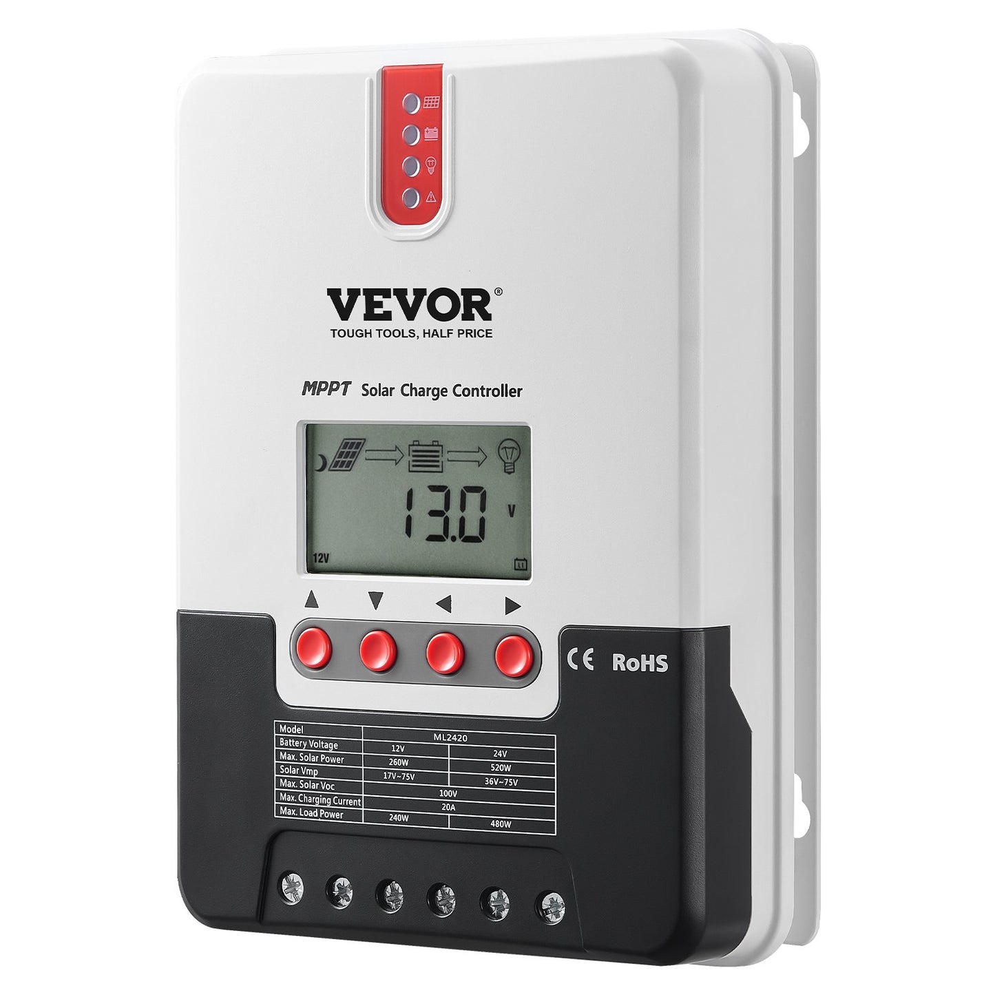 20A MPPT Solar Charge Controller, Auto DC Input, Solar Panel Regulator Charger with LCD Display Temperature V952-DYTYNCDKZQWYXOHN8V9