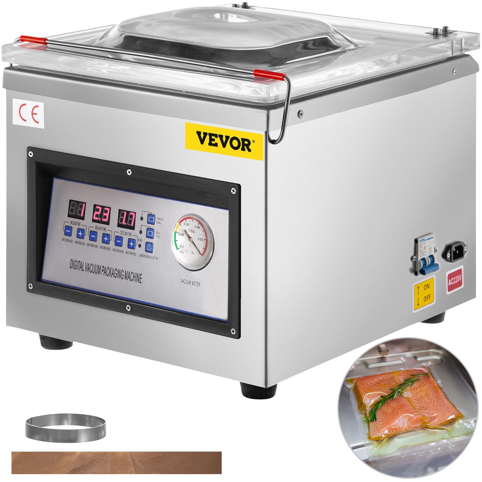 DZ-260C Digital Vacuum Sealer Food Vacuum Sealing Packing Machine 220V V952-DZ-260ZKBZJ400W01V3