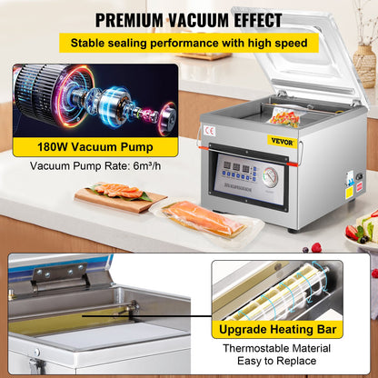 DZ-260C Digital Vacuum Sealer Food Vacuum Sealing Packing Machine 220V V952-DZ-260ZKBZJ400W01V3