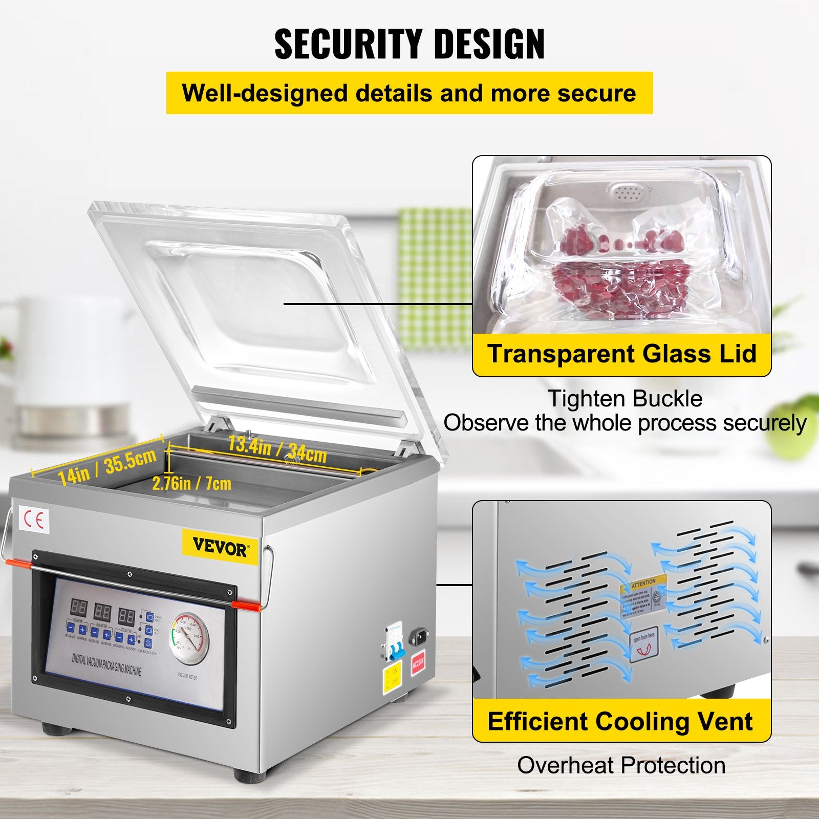 DZ-260C Digital Vacuum Sealer Food Vacuum Sealing Packing Machine 220V V952-DZ-260ZKBZJ400W01V3