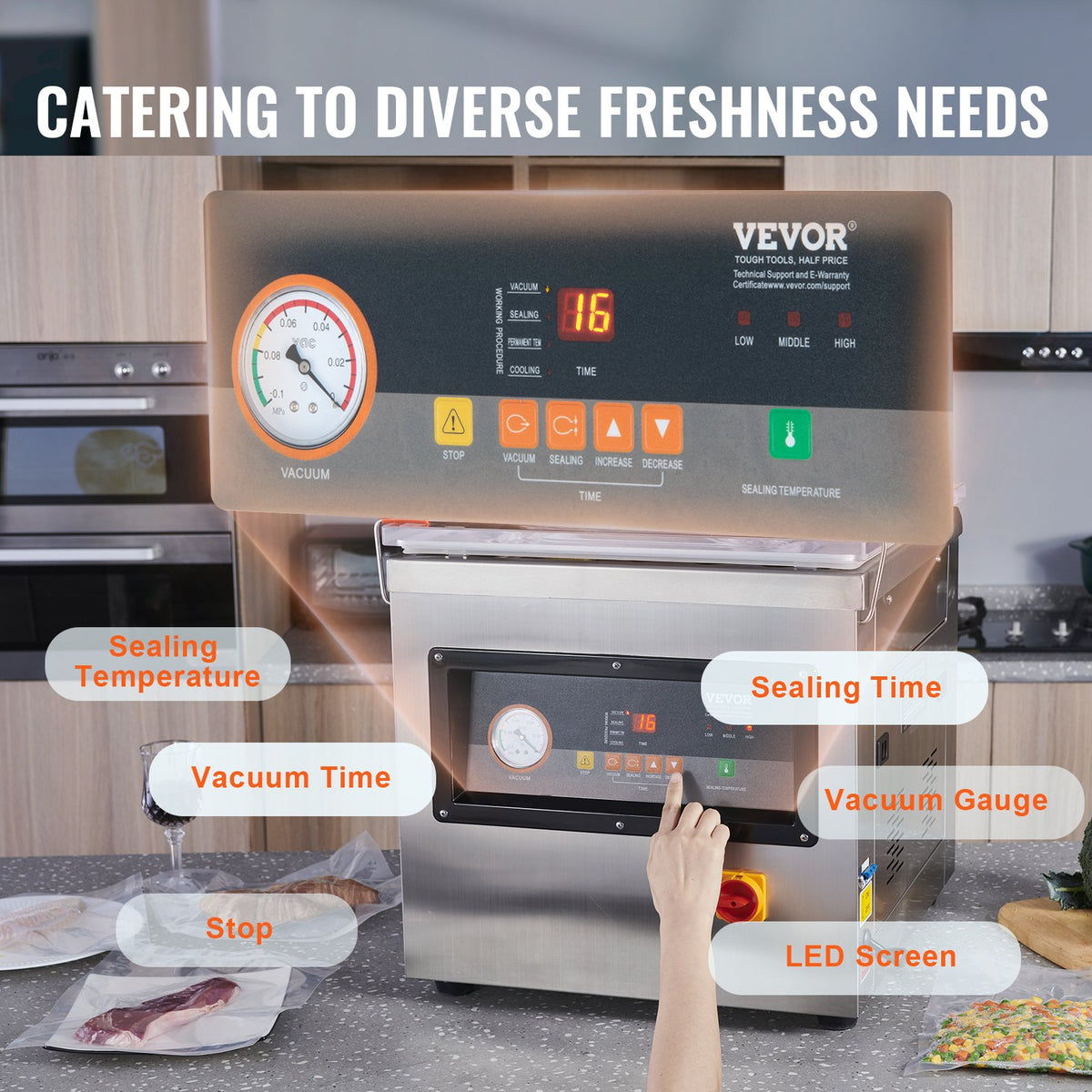 DZ-400/2F Automatic Vacuum Sealer Food Vacuum Sealing Packing Machine 220V V952-DZ-400-2FDSBZJ001V3