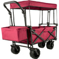 Folding Wagon Cart, Collapsible Folding Garden Cart w/ Shade Beach Utility V952-DZDPTC-RDHSKU0001V0
