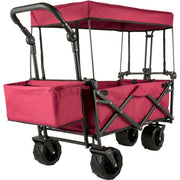 Folding Wagon Cart, Collapsible Folding Garden Cart w/ Shade Beach Utility V952-DZDPTC-RDHSKU0001V0