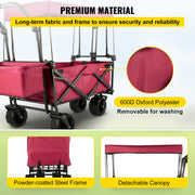 Folding Wagon Cart, Collapsible Folding Garden Cart w/ Shade Beach Utility V952-DZDPTC-RDHSKU0001V0