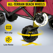 Folding Wagon Cart, Collapsible Folding Garden Cart w/ Shade Beach Utility V952-DZDPTC-RDHSKU0001V0