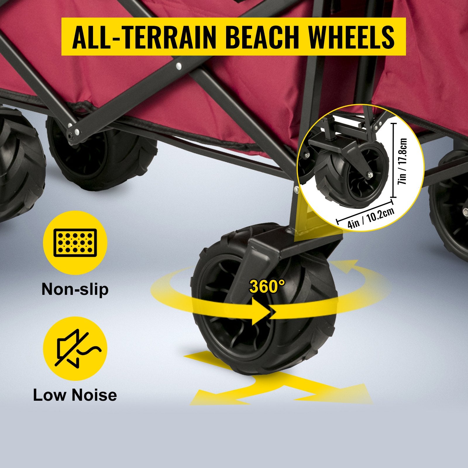 Folding Wagon Cart, Collapsible Folding Garden Cart w/ Shade Beach Utility V952-DZDPTC-RDHSKU0001V0